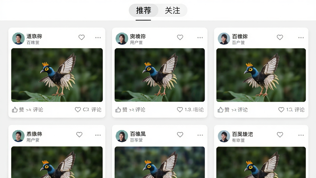 һ��չʾ�ٷﶯ̬����ҳ���ͼƬ����������ٲ������֣�չʾ�����û�������ͼ�Ķ�̬��Ƭ��ÿ�ſ�Ƭ����ͷ���ǳơ�ͼƬ�͵�������ͼ�꣬�������Ƽ��͹�ע��ǩ��������£��Ű����࣬ϸ�����������ʸɾ����޶���Ԫ��