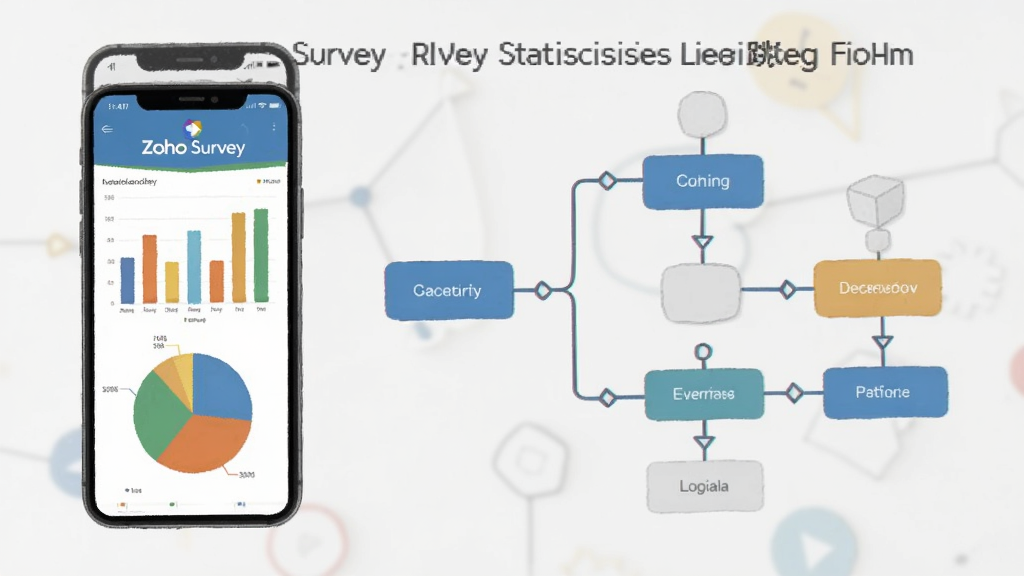 һ��չʾ Zoho Survey ����ͳ�����߼���ת���ܵ�ͼƬ���������ֻ���Ļ��ʾ��ɫ��״ͼ�ͱ�ͼ���Ա��з�֧����ʾ��ͼ������Ϊǳ��ɫ�����רҵ���������ʸɾ����޶���Ԫ��