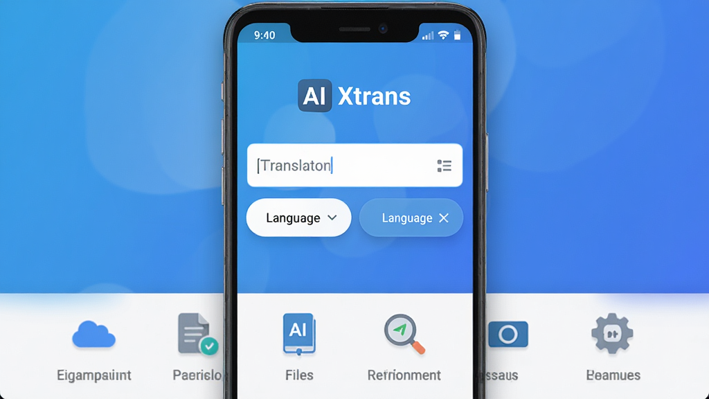 AI Xtrans ����������չʾ������Ϊһ����׿�ֻ���Ļ����Ļ������ʾ���������������ѡ��ť�����ּ�࣬�Ϸ�Ϊ�������ơ�AI Xtrans�����·�Ϊ����ͼ�����У��Ű����������Ϊ�ִ��Ƽ��б�ƽ����ƣ�ϸ�ڰ��������Ӱ�뽥����ɫ���������ʸ��壬�ɾ����޶���Ԫ��
