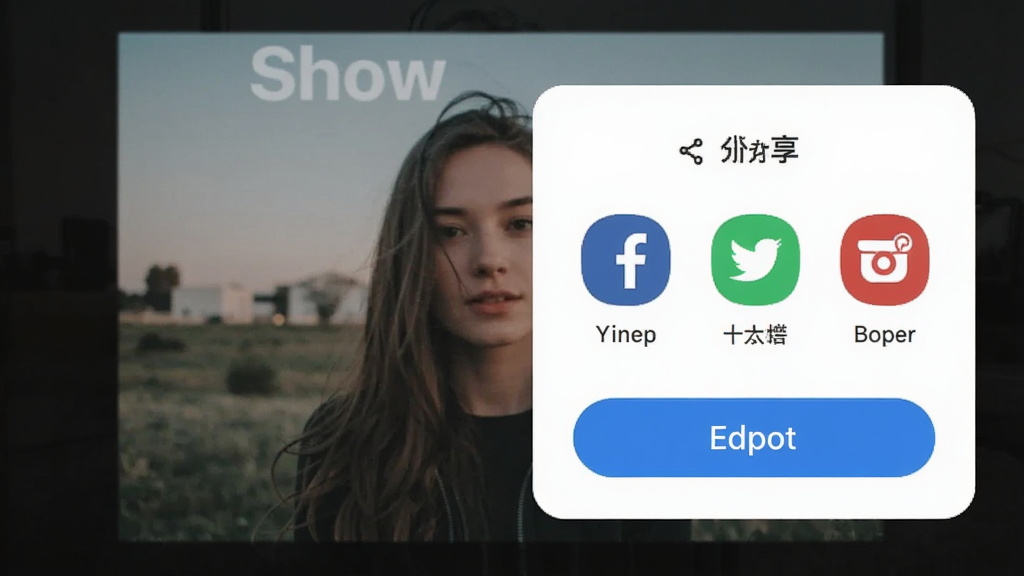 һ����ͼShow�������������ͼƬ������չʾ������壬��������罻ƽ̨ͼ��͵�����ť���������ѱ༭��ɵ�ͼƬԤ�������ּ�࣬����ִ���ϸ�ڰ���Բ�ǰ�ť������ͼ�꣬���������ɾ����޶���Ԫ��