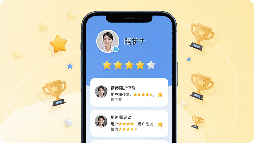 ��������һ���ֻ���ʾ�����㻤����ҳ�棬ҳ����չʾ�������ֺ��û����������б����������㻤��Աͷ����������ֻ���ΧƯ������ͼ��ͽ���ͼ�ꡣ����Ϊ����ɫ���䣬���Ϊ�������磬ϸ�ڰ������������������Բ�ǿ�Ƭ�����������ɾ����޶���Ԫ�ء�
