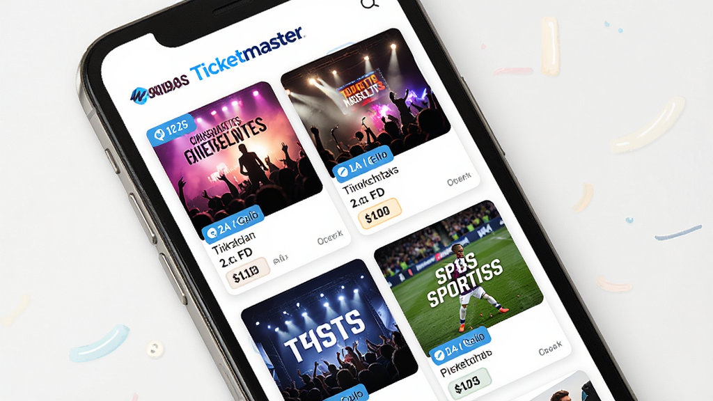 TicketmasterӦ����ҳչʾȫ���б�������Ϊ�ֻ���Ļ�еĻ��Ƭǽ�����ֲ������»��������Ű�ͻ���ݳ������������º���������������ã�ϸ�ڰ������ڱ�ǩ���������ơ�Ʊ�����䣬���ʸ���ɾ��޶���Ԫ�أ������д���
