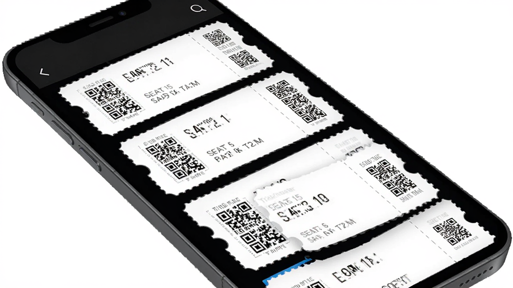 Ticketmaster����Ʊ�н��棬����Ϊ�ֻ���Ļ�ж��ŵ���Ʊ��Ƭ�������У������������Ű���Ʊ�����ͳ��֣�����Լ����ϸ�ڰ�����ά�롢��λ�š��ʱ�䣬���ʸ���ɾ��޶���Ԫ��