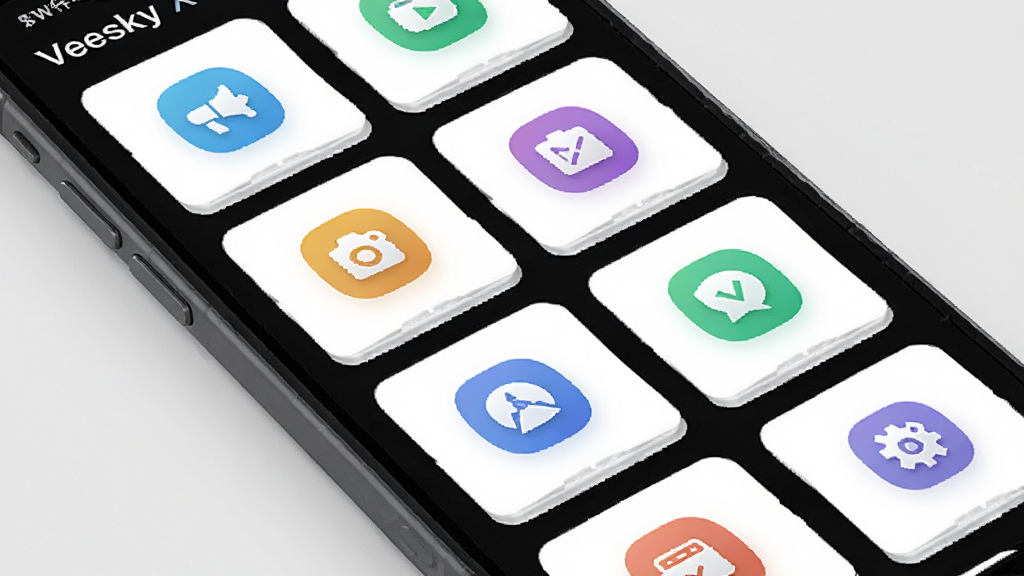 ������Veesky X�������ܾۺϽ��棬����Ϊ������ܿ�Ƭ��������ʽ�������ֻ���Ļ�ϣ��Ű��������򣬷��Ϊ����ǳɫϵUI��ƣ�ϸ�ڰ�����ͬ��ɫ��ͼ���ʶ����ɫ��Ƭ��ɫ����΢ͶӰ�����ʸ��壬�ɾ����޶���Ԫ��