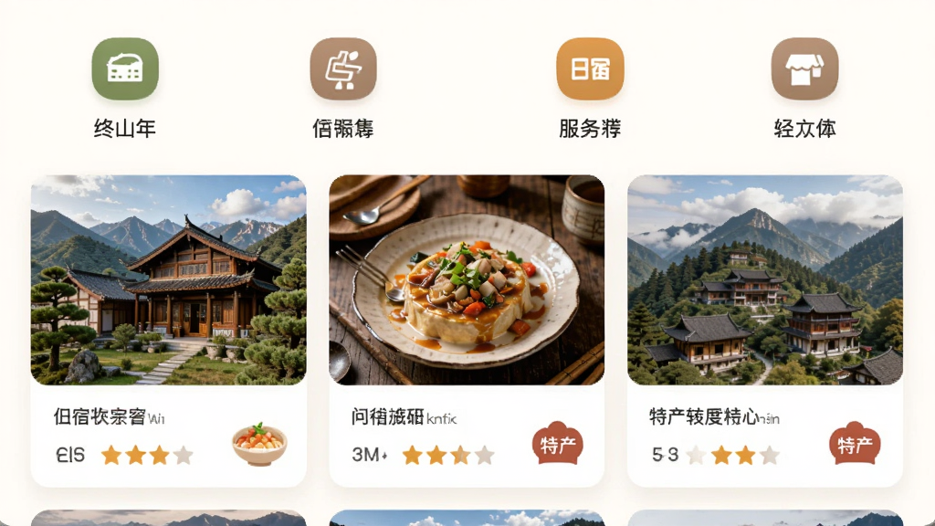 ����Ϊ����ɽAPP�ܱ߷����Ƽ����棬����Ϊ����״��Ƭ���Ű��Ϸ�Ϊ����ͼ���·�Ϊ�̼ҿ�Ƭ�����Ϊůɫ������磬ϸ�ڰ�������ͼƬ���������֡��ز�ͼ�꣬���ʸ��壬�ɾ����޶���Ԫ��