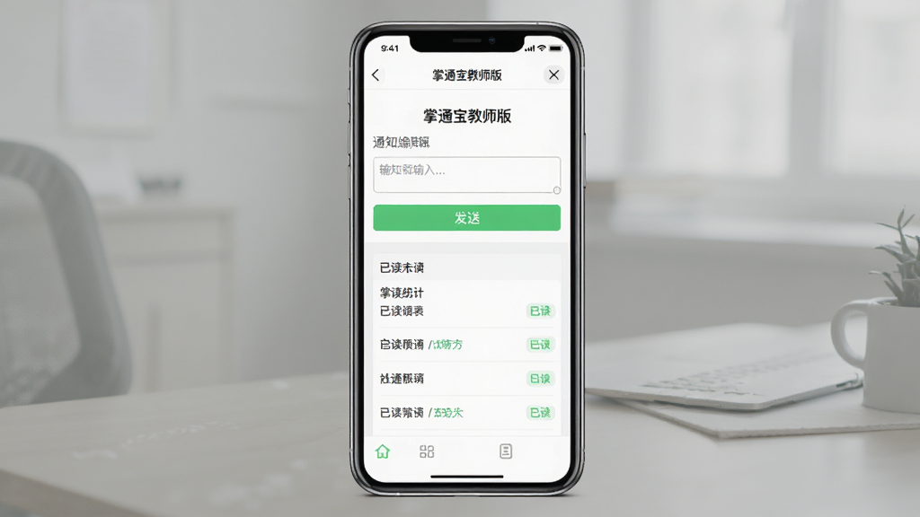 һ��չʾ��ͨ����ʦ��֪ͨ�������ܵ�ͼƬ���������ֻ���Ļ��ʾ֪ͨ�༭������Ѷ�δ��ͳ���б�������Ϊ���½ṹ�������ˬ��Լ��ϸ�ڰ�������򡢷��Ͱ�ť����ɫ�Ѷ���ǣ������������ɾ��޶���Ԫ�أ������д��С���ͨ����ʦ�桱����