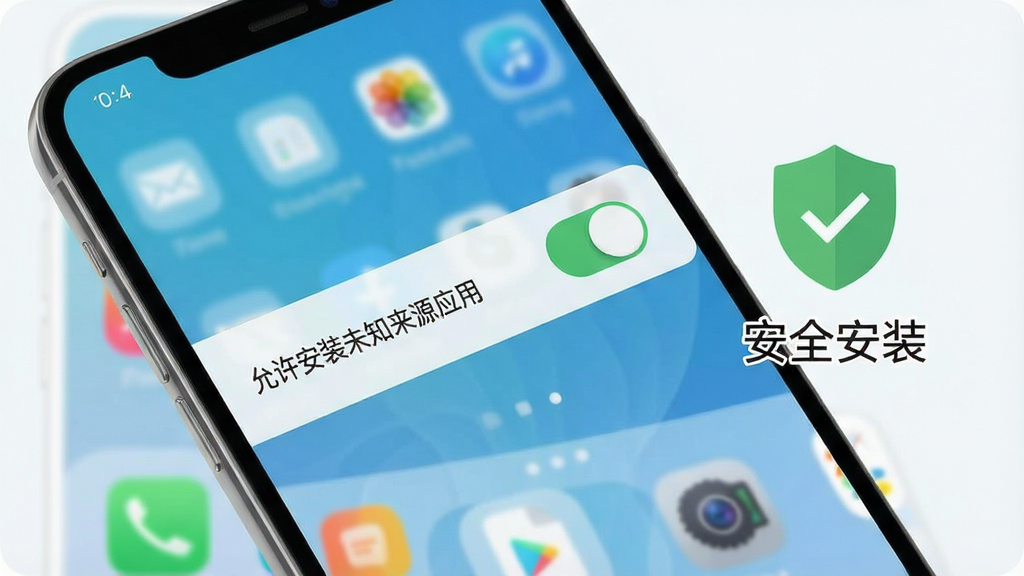 一张展示手机安全设置界面的示意图,画面中一部手机显示