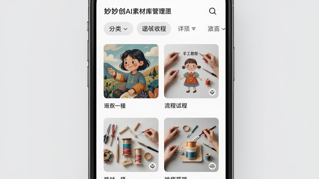 �AI�زĿ�������棬�ֻ���Ļչʾ�������е���Ʒ����ͼ�������滭��Ʒ���ֹ��̷̳��棬�����з���ɸѡ��ǩ������Ϊǳ��ɫ������Լ�ִ����Ű��������򣬻��ʸɾ�