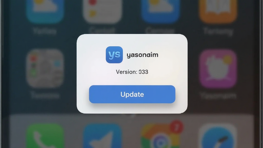 ����Ϊ�ֻ���Ļ���� yasonaim �ĸ�����ʾ����������Ϊ���жԻ����Ϸ��ǡ�yasonaim��ͼ����汾�ţ��·��Ǹ��°�ť�����Ϊ�ִ�������ƣ�ϸ���ϰ�ť������΢��Ӱ������Ϊ�黯���ֻ����棬���ʸɾ����޶���Ԫ��