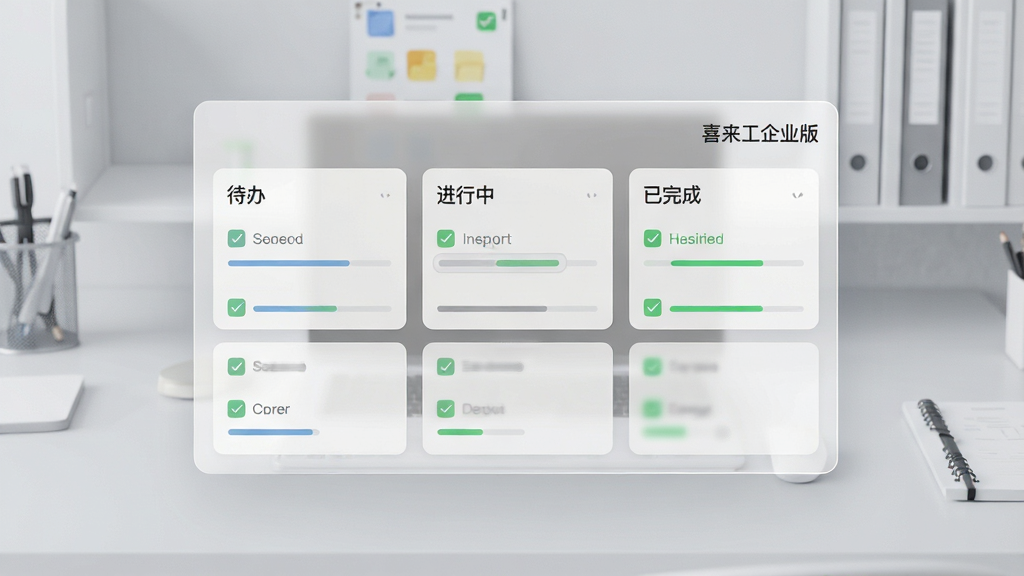 ��������Ϊһ�������İ�͸�����񿴰壬���������š����족�������С�������ɡ����п�Ƭ���������ϽǱ�ע��ϲ������ҵ�桱������������ǳ��ɫ�칫���棬���־��жԳƣ�����ִ�����ϸ�ڰ�����ѡͼ����������������������ɾ����޶���Ԫ��