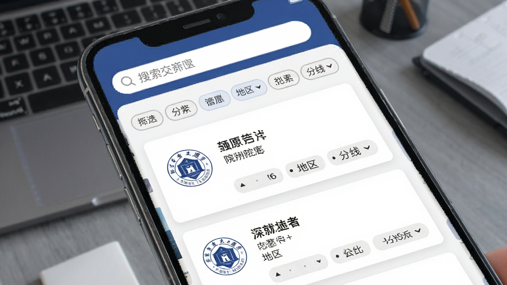 �߿�־Ը��������ԺУ��ҳ�棬�ֻ���ĻչʾԺУ�б���ɸѡ��ǩ�����������������в���Ƭ����У�ա����ơ������������ߣ�����Լ���񣬻��ʸ��壬�ɾ����޶���Ԫ��
