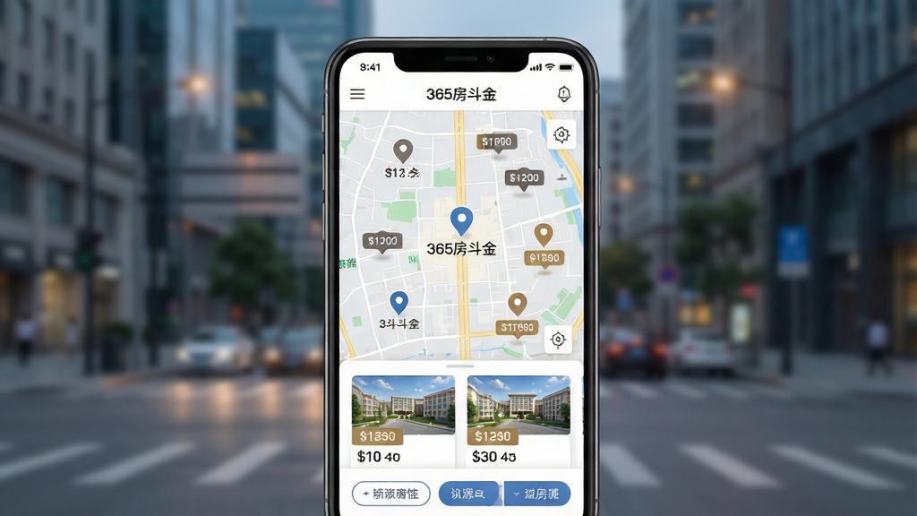 365�������ͼ�ҷ����ܽ��棬�ֻ���Ļ��ʾ���е�ͼ����ͼ�ϱ�ע�˶��¥��λ��ͼ�꣬��Ļ�·�������Դ��Ƭ������Ϊ���н־��黯���������ֻ�Ϊ���壬��ͼռ����Ļ��Ҫ���򡣷��Ϊ�ִ���Լ�Ƽ��磬ϸ�ڰ��������Ķ�λͼ�ꡢ��Դ�۸��ǩ��ɸѡ��ť�����ʸ��壬����ɾ����޶���Ԫ�أ���ͼ����ʾ��365������������