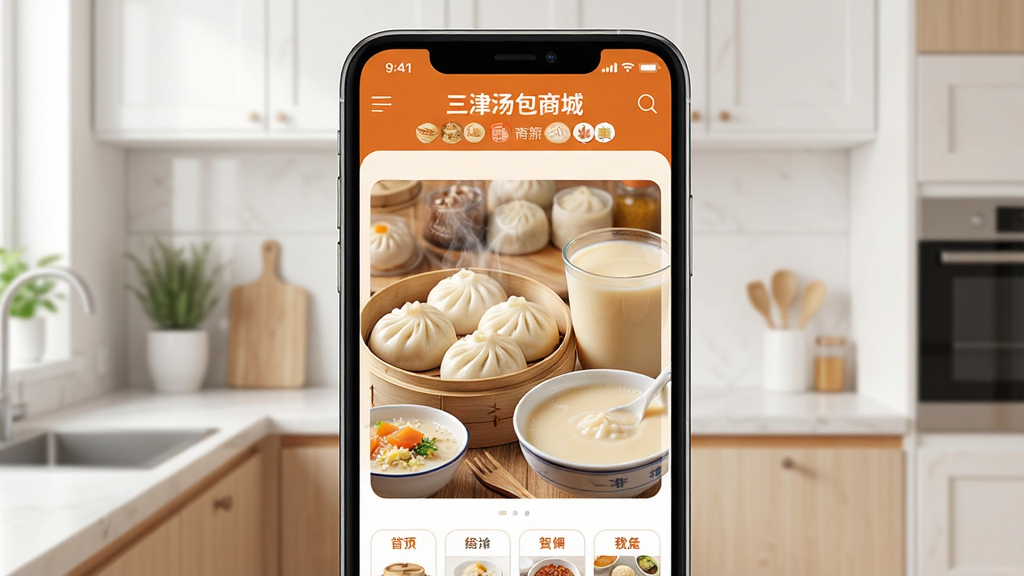 һ��չʾ�ֻ���Ļ��ͼƬ����Ļ�д�����Ϊ�����������̳ǡ���APP���棬����������Ŀ��չʾ���������ڵİ��ӡ���������ʽ��͵ľ���ͼƬ�������Ǹɾ�������ִ���������������ɫ����ů��ɫ�Ͱ�ɫΪ���������ܰ�ҳ���ʳ����������������������ͻ�����޶�������Ԫ�أ����廭��