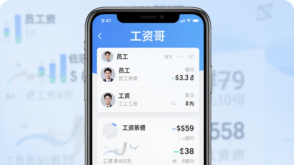 ���ʸ������������ͼ����������չʾ�ֻ���Ļ����Ļ���ǹ��ʸ�APP����ҳ�������С����ʸ硱�����֣��·���ʾԱ���б��͹���������������Ϊǳ��ɫ���䣬���������ϸ�����������ʸɾ����޶���Ԫ��