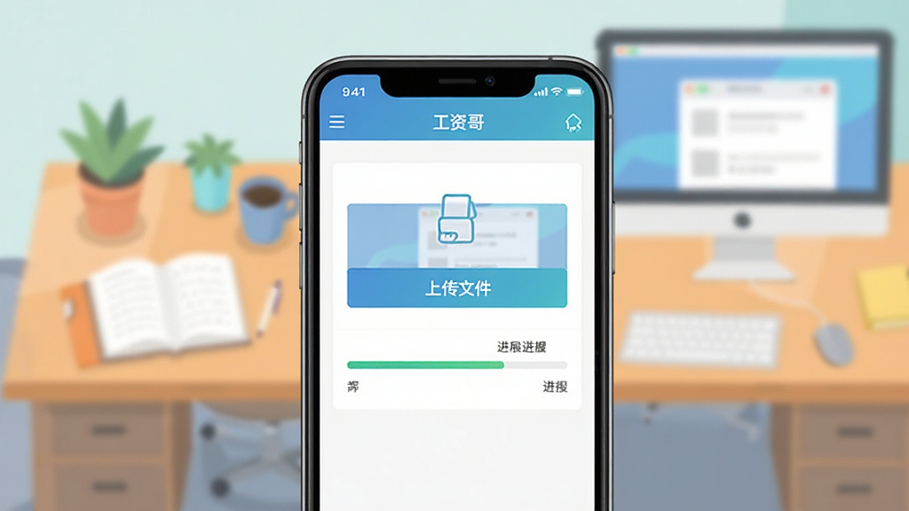 ���ʸ翼�ڵ�����棬�ֻ���Ļ��ʾ�����ʸ硱APP�����ݵ���ҳ�棬���ϴ��ļ���ť�ͽ������������г���İ칫���͵���Ԫ�أ�����ƽ����ϸ�����������ʸɾ����޶���Ԫ��