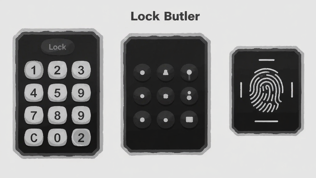 һ��չʾ Lock Butler ��ģʽ�����Ĳ廭���������Ϊ����������̣��м�Ϊ�Ź���ͼ�������Ҳ�Ϊָ��ʶ��ͼ�꣬���߲����Ų�������Ϊǳ��ɫ������ƽ����ϸ�����������ʸɾ���ͼ�б�עӢ�� 