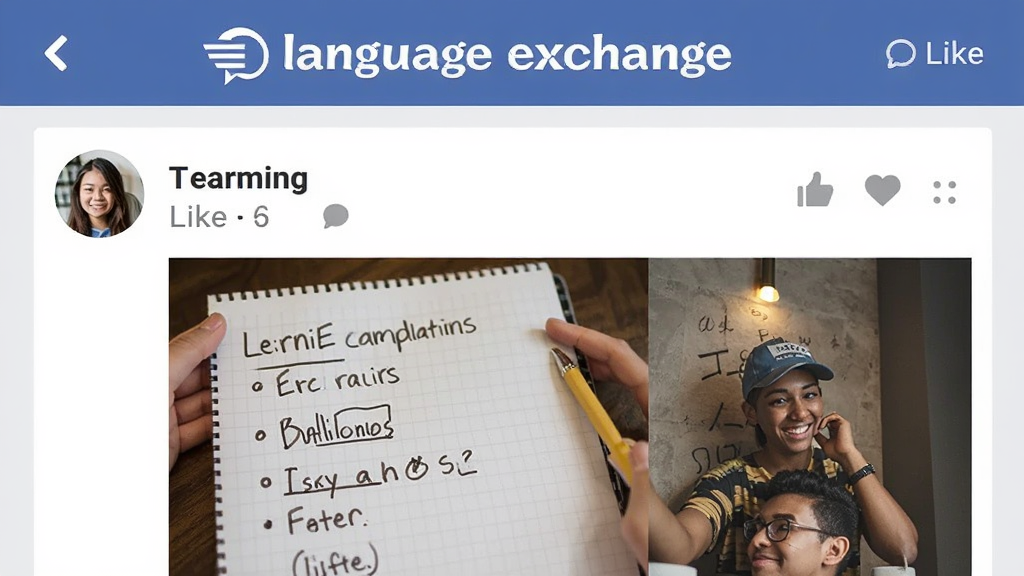 һ���罻��̬��Ϣ�����棬�����С�language exchange����־���·����û�������ͼ�����ӣ�����ѧϰ�ʼǺ͵�������ͼ�꣬��������罻�������������������������ɾ�