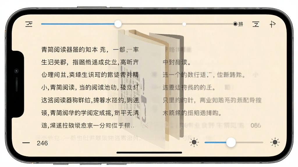 ����Ķ����ƶ����Ķ����棬����չʾһ���ֻ�����״̬�µ��Ķ�ҳ�棬�����Ű����룬�����н��������ײ���ҳ�룬����Ϊ�����׻�ɫ�����Ϊ�����Ķ�UI��ƣ�ϸ�ڰ�����ҳ��������Ч�������ȵ��ڻ��飬��������������ɾ����޶���Ԫ��
