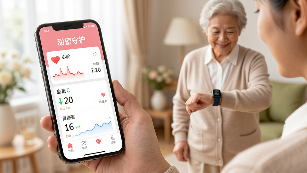 ������һλ�������ֳ��ֻ��鿴�����ػ�APP�г����Ľ�������ҳ�棬�ֻ���Ļ��ʾ���ʡ�Ѫ�ǵ�ָ�꣬�����黯����һλ����������������ֱ�ɢ��������Ϊǰ���ֻ��������������黯�������ܰ��ͥ������ϸ�����ֻ�������
