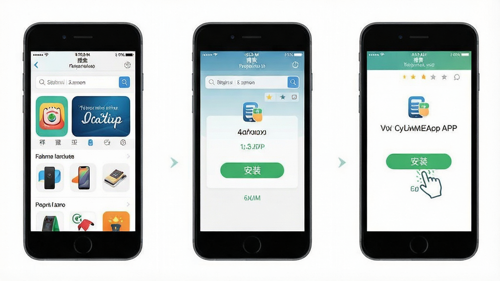 �����̳�APP��װ����ʾ��ͼ������չʾ�ֻ���Ļ�ϴ�Ӧ���г������������װ��ɵ������������棬����������������ƽ���������������޶���Ԫ��