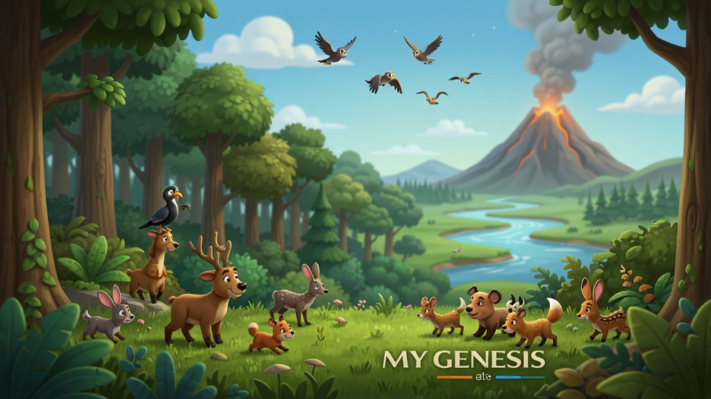 My Genesis��̬��̬ϵͳչʾ��������һƬï�ܵ�ɭ�������С�����ڻ������з��񣬵��������ޣ�Զ���л�ɽ���������̬��г�����дʵ��ͨ��ɫ�ʷḻ�����ʸ��壬�ɾ��޶���Ԫ�ء�