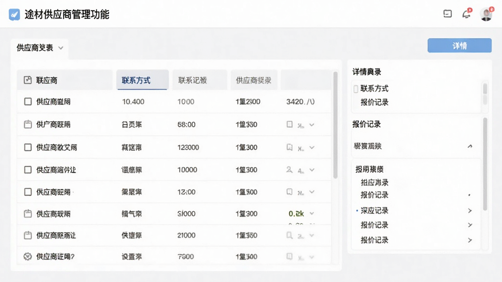 ;�Ĺ�Ӧ�̹������ܽ���ͼ��չʾ��Ӧ���б�������ҳ�棬������ϵ��ʽ�ͱ��ۼ�¼�������Ű����룬ɫ����ͣ����ʸ��壬�޶���Ԫ��
