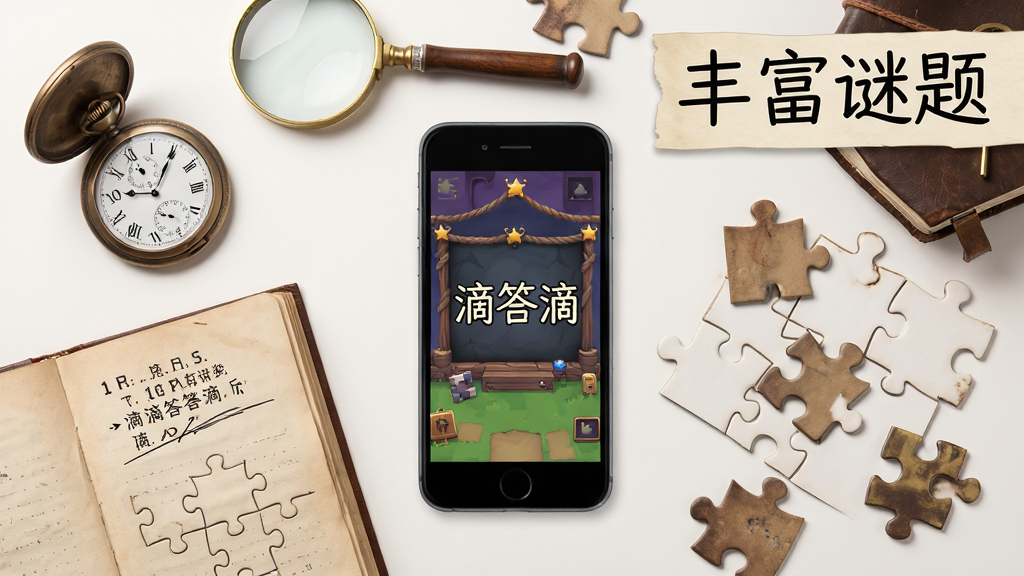 ����Ϊһ�Ÿ����ӽǵ����棬������ɢ���Ÿ��ֽ��յ��ߣ������������Ŵ󾵡����뱾��ƴͼ��Ƭ���������һ���ֻ���ʾ���δ�Ρ���Ϸ���棬���Ͻ��Ű桰�ḻ���⡱���֣�������Ϊ�������˷磬ϸ�ڷḻ�����ʸ��壬����ɾ����޶���Ԫ��