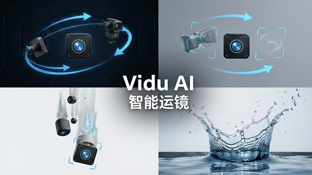 һ��չʾVidu AI���ܾ�ͷ�˶�������ģ�⹦�ܵ�ʾ��ͼ��������չʾ����ҡ�����־�ͷ�˶��켣���Լ��������䡢ˮ���ɽ�������Ч��������Ϊ���·ֲ��Ű棬���Ϊ�Ƽ�����дʵ��ϣ�ϸ�ڰ����˶���ͷ����������Ч������ͷͼ�꣬���������ֱ�ע��Vidu AI���͡������˾��������������ɾ��޶���Ԫ��
