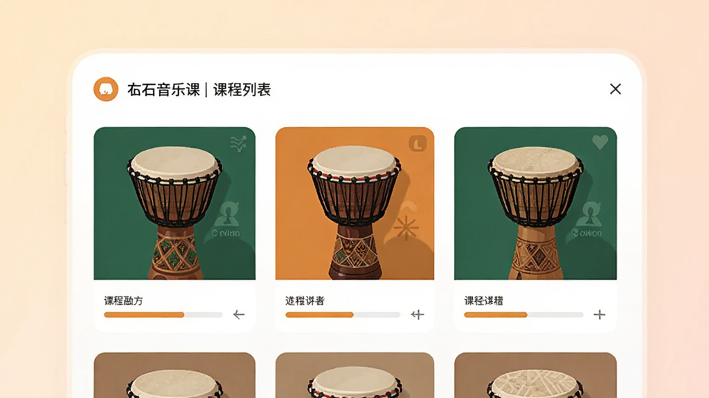 ��������Ϊ��ʯ���ֿ�App�Ŀγ��б�ҳ�棬ҳ���������Ŷ�����޹Ŀγ̿�Ƭ��ÿ�ſ�Ƭ���пγ̷����������������Ϊ��͵�ǳɫ���䣬������Ϊ��ƽ��UI��ƣ�ϸ�����������ʸɾ����޶���Ԫ��