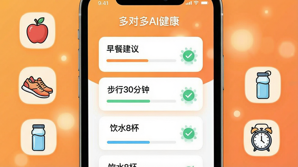 ����չʾһ���ֻ����棬��Ļ���Ƕ�Զ�AI�����ĸ��Ի��ƻ�ҳ�棬�С���ͽ��顱������30���ӡ�����ˮ8����������Ƭ�����ֿ�Ƭ�Ѵ򹴡��ֻ���Χ������ƻ������Ь��ˮ�������ӵ�Сͼ�ꡣ����Ϊů��ɫ���䣬����͹�ߡ����Ϊ����UIչʾͼ��ϸ�ڰ�������������ѡ����Ч�����������������֡���Զ�AI������λ����Ļ����������ɾ����ࡣ