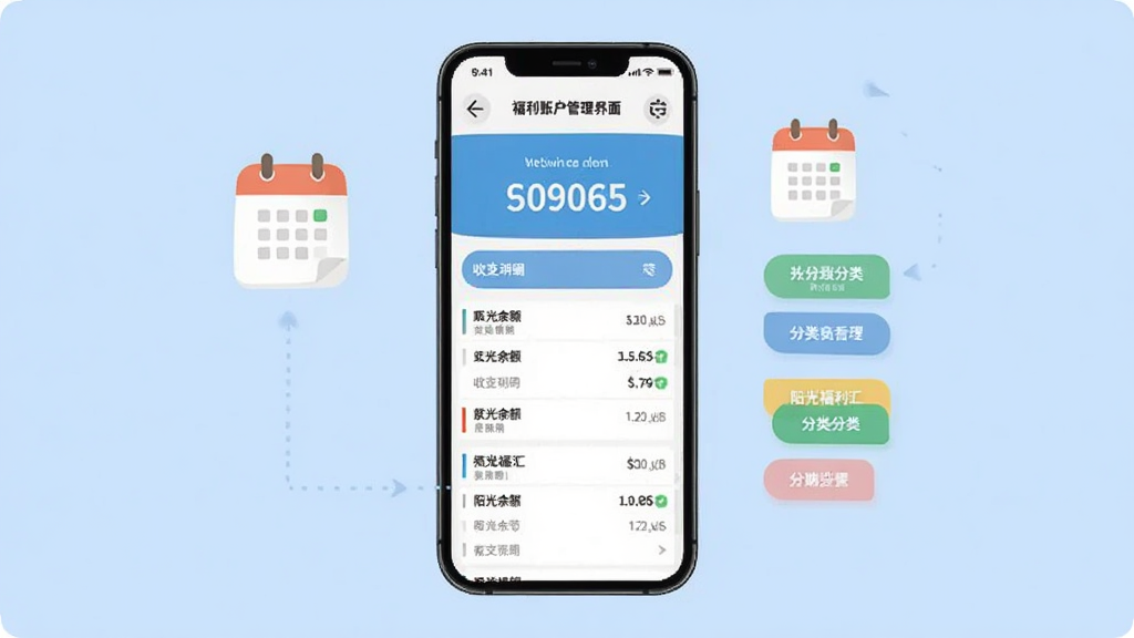 ���⸣���㸣���˻��������棬�ֻ���Ļ��ʾ�˻������������֧��ϸ�б����Ա�������ͼ��ͷ����ǩ������Ϊǳ��ɫ�����ɾ�����ƽ���廭�������������޶���Ԫ��