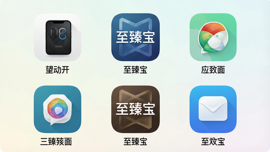 一张展示多款手机实用工具软件图标的图片,画面中央排列着六个应用图标,每个图标下方有软件名称标签,其中一个图标标注