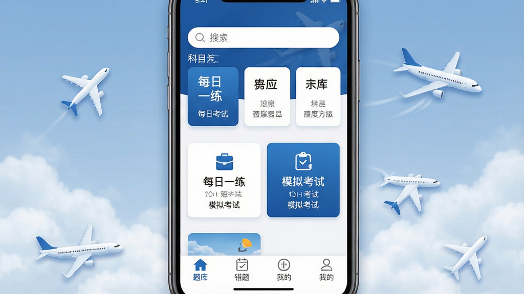 һ��չʾǩ�ɿ��Ը�ϰ�ֻ�Ӧ�ý����Ч��ͼ������������һ�����������ֻ�����Ļ����ʾǩ�ɿ��Ը�ϰAPP����ҳ���������������Ϳ�Ŀ���࿨Ƭ���м���ÿ��һ����ģ�⿼����ڣ��ײ�Ϊ��⡢���⡢�ҵ��ĸ������������岼�����������ú��������ɫΪ��ɫ���������רҵ��ϸ����������Ԫ����ɻ�ͼ����Ʋ㱳�������ʸ��壬�ɾ����޶���Ԫ��