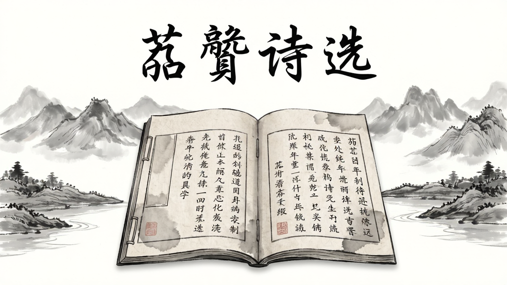 һ��չ�ֹŵ�ʫ���Ķ������Ĳ廭�������������һ����������װʫ������ҳ����Լ�ɼ�����ʫ�䣬��Χ��׺ˮī����Զɽ����ˮ�����岼��Ϊ���й�ͼ���Ϸ����״�������������д����ʫѡ���ĸ��֣����Ϊ���µ��ŵ��й���ˮī����ϸ����ע��ֽ��������ī����ȾЧ�������������ɾ����޶���Ԫ�ظ��š�