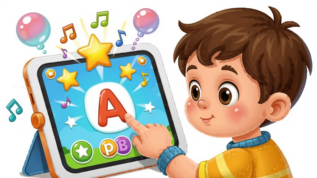 ������ɻ���ѧϰ����������������һ����ͨС�к�������ָ���ƽ����Ļ�ϵ���ĸA����Ļ��Χ���������������Ľ������������ֲ����������豸�����Ĺ�ͼ��������ͯȤ��ϸ�ڰ�������רע�ı��顢��Ļ�ϵ�������ɽ���Ԫ����Ʈ���Ĳ�ɫ���ݣ����������ɾ����޶���Ԫ�ء�