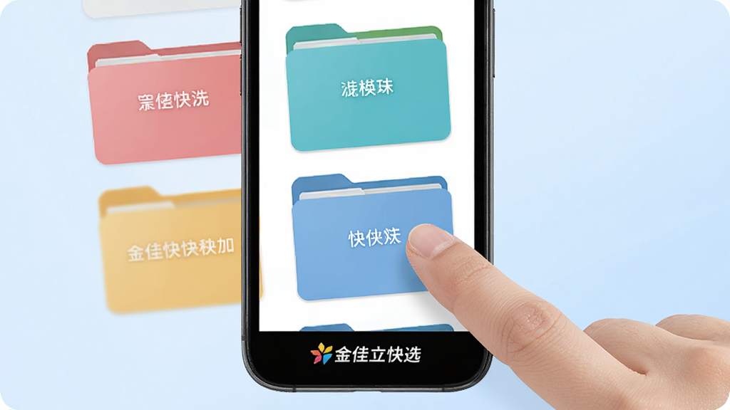 �������ѡ����������棬�ֻ���Ļ��ʾ�����ɫ�����ļ��У��ļ����������ֱ�ǩ���û���ָ�����϶�����һ���ļ��н������򣬽���ײ��С��������ѡ����ʶ������Ϊ��͵�ǳ��ɫ�������������ɾ����޶���Ԫ��
