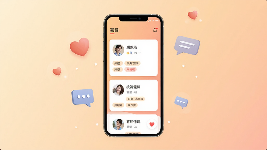 һ��չʾϲ�మAPP���Ľ�����ֻ�����ͼ������������һ���ִ������ֻ�����Ļ��ʾϲ�మ���û��Ƽ���Ƭ���棬��Ƭ�����û�ͷ���ǳƺ���Ȥ��ǩ������Ϊůɫ������ͽ��䣬��Χ��Ư���İ��ĺͶԻ�����Ԫ�أ������ܰ��࣬�����������ɾ��޶���Ԫ��