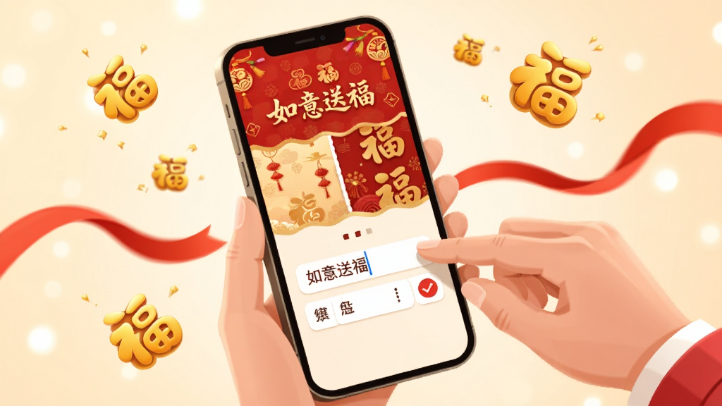 ������һ˫�������ֻ���Ļ�ϱ༭�������͸���ף����Ƭ����Ļ����ʾ�ɸ����ı���ͼ���������������ΧƯ���Ž�ɫС�������ɫ˿��������Ϊ���ů�⣬��ƽ�廭���ϸ�ھ��£������������ɾ��޶���Ԫ��