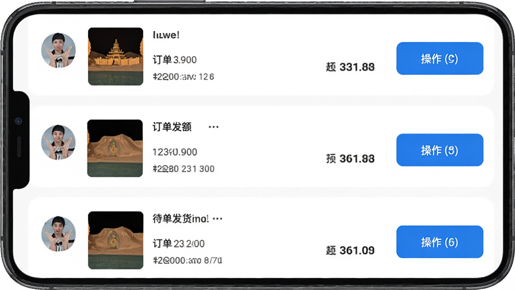 �ػ����̻�App�����б�ҳ�棬��ʾ��ʴ�����������ÿ�ʶ��������ͷ����Ʒ����ͼ���������Ͳ�����ť���ֻ�����������������ɫ�����廭�ʣ�������Ԫ��