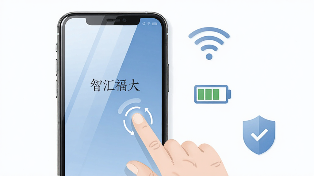 һ��չʾ�ǻ㸣���ƶ��˲��������Ĳ廭��������һ���ֻ�������ʾӦ�ý��棬��Ļ�Ա�����ָ�����ʾ�⶯����������Wi-Fi�ź�ͼ�ꡢ���ͼ��Ͷ��ư�ȫͼ�꣬����Ϊ�ֻ�����ƫ��ͼ�껷���Ҳ࣬���Ϊ��ˬ���ŷ磬ϸ�����ֻ���Ļ���и߹ⷴ�䣬���������ɾ����޶���Ԫ��