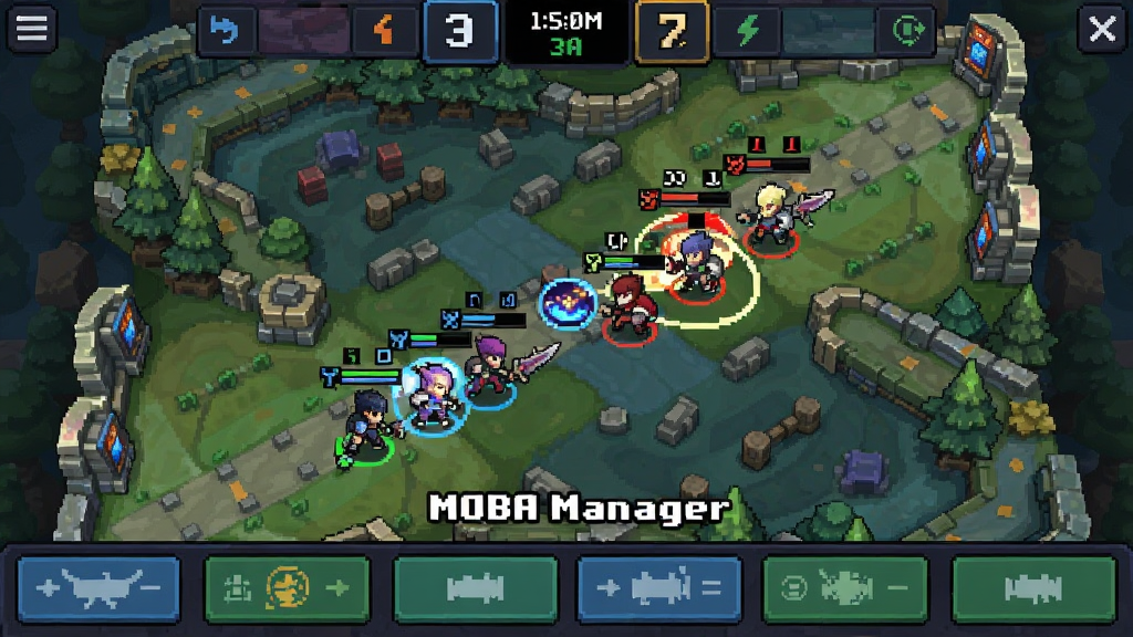һ��MOBA Manager������ս�����ͼƬ���������������ط���MOBA��ͼ��˫��Ӣ��������ս���Ϸ���ʾ�ȷ���ʱ�䣬�·���ս��ѡ��ť�������д���