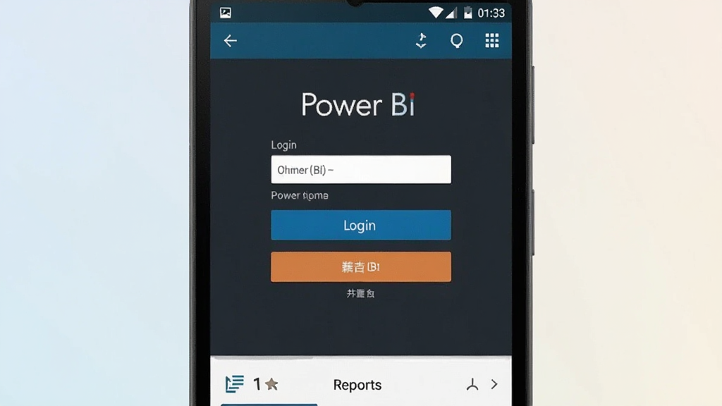 һ��չʾPower BI��׿�ֻ��˲�������Ľ�ͼ���ͼ������Ϊ�ֻ���Ļ����ʾ��¼ҳ���뱨���б�������Ϊǳɫ���䣬����Ϊ�ƶ����������棬���Ϊ�����ˬ��UI��ƣ�ϸ�ڰ�����ť��ͼ�꣬���ʸɾ����޶���Ԫ�أ���Ļ����ʾ����