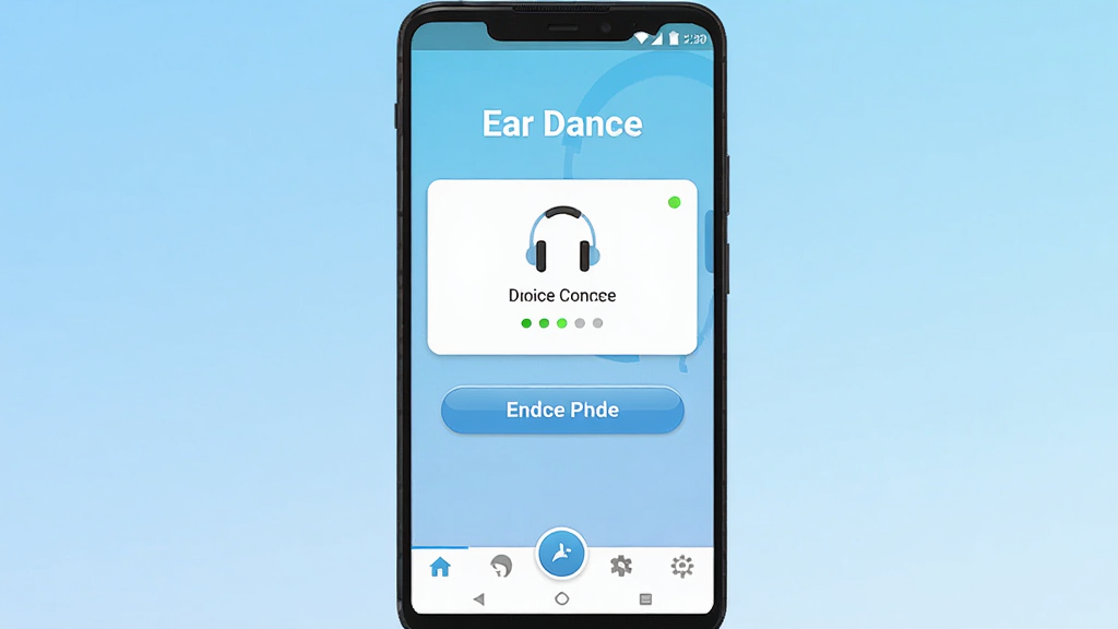 һ��չʾ Ear Dance ������������ֻ�Ԥ��ͼ�������������һ����׿�ֻ�����Ļ��ʾ Ear Dance Ӧ����ҳ���������������� Ear Dance �������м��Ƕ����豸���ӿ�Ƭ����Ȩ����ڰ�ť���ײ�Ϊ���ܵ�����������Ϊǳ��ɫ���䣬���岼�ּ�����������Ϊ�ִ���ƽ�� UI ��ƣ�ϸ�ڰ�������ͼ�ꡢ����״̬Բ�㡢��ť�߹⣬���������ɾ��޶���Ԫ��
