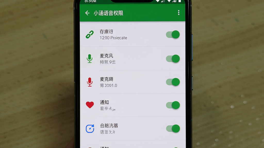 �����������ֻ���Ļ��ʾС������Ȩ�����ý��棬����Ϊ�����б�չʾ�洢����˷硢֪ͨ��Ȩ�޿��أ��Ű����������Ϊ��׿ԭ�����÷��ϸ�ڰ���Ȩ��ͼ��Ϳ���״̬�����ʸ��壬�ɾ����޶���Ԫ��