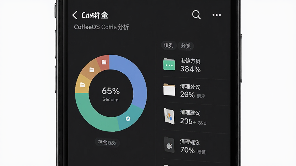 CoffeeOS �洢��������չʾͼ����������Ϊ�ֻ���Ļ����ʾ��ͬ�ļ����͵�ռ�ñ���������Ϊ����ͼ���б���ϣ����Ϊ��ˬ��������磬ϸ�ڰ��������ǩ���ٷֱ���ֵ���������飬���ʸ��壬�ɾ����޶���Ԫ��
