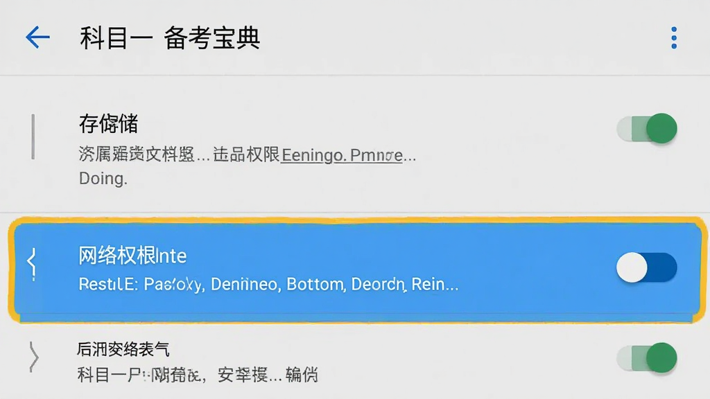 ��Ŀһ�������䰲װȨ�����ý��棬�ֻ���Ļ��ʾӦ��Ȩ���б����洢������Ȩ�޸�����ע������Ϊǳ��ɫ�����׿ԭ������ҳ�棬ϸ�ڰ������ذ�ť��Ȩ��˵�����֣������������ɾ����޶���Ԫ��