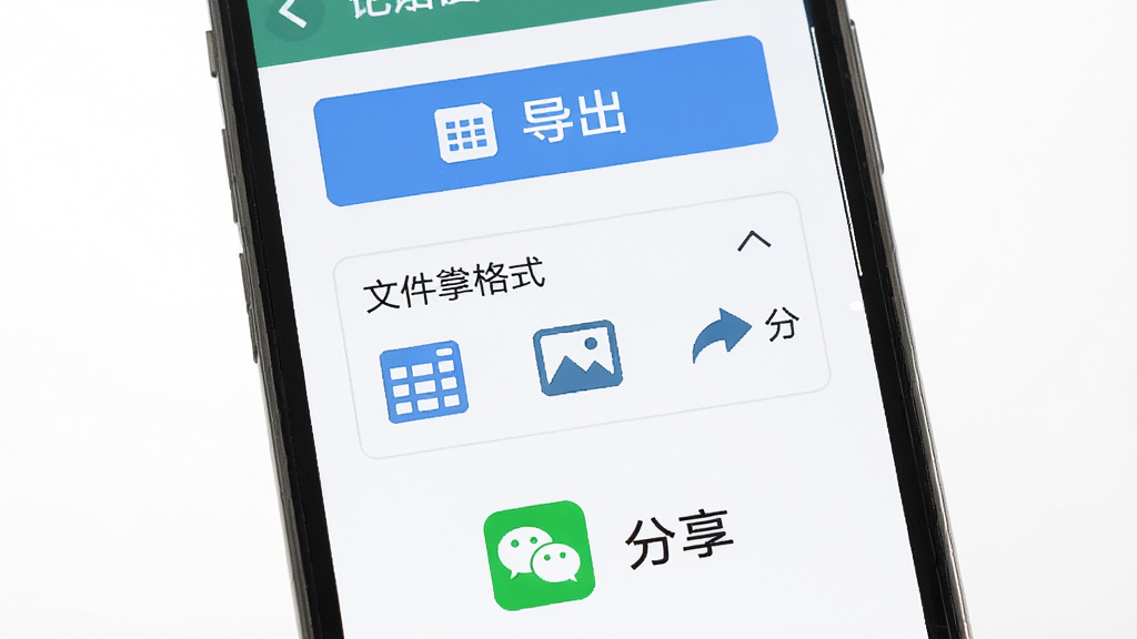 ����Ϊ�ֻ���Ļչʾ����+�ǹ����ݵ����뱸�ݲ������棬�����Ϸ�Ϊ������ť���м�Ϊ�ļ���ʽѡ���·�Ϊ΢�ŷ���ͼ�꣬�Ű����������Ϊ��ƽ��ʵ�ù��߷磬ϸ�ڰ�������ͼ�ꡢͼƬͼ�ꡢ������ͷ�����ʸ��壬�ɾ����޶���Ԫ��