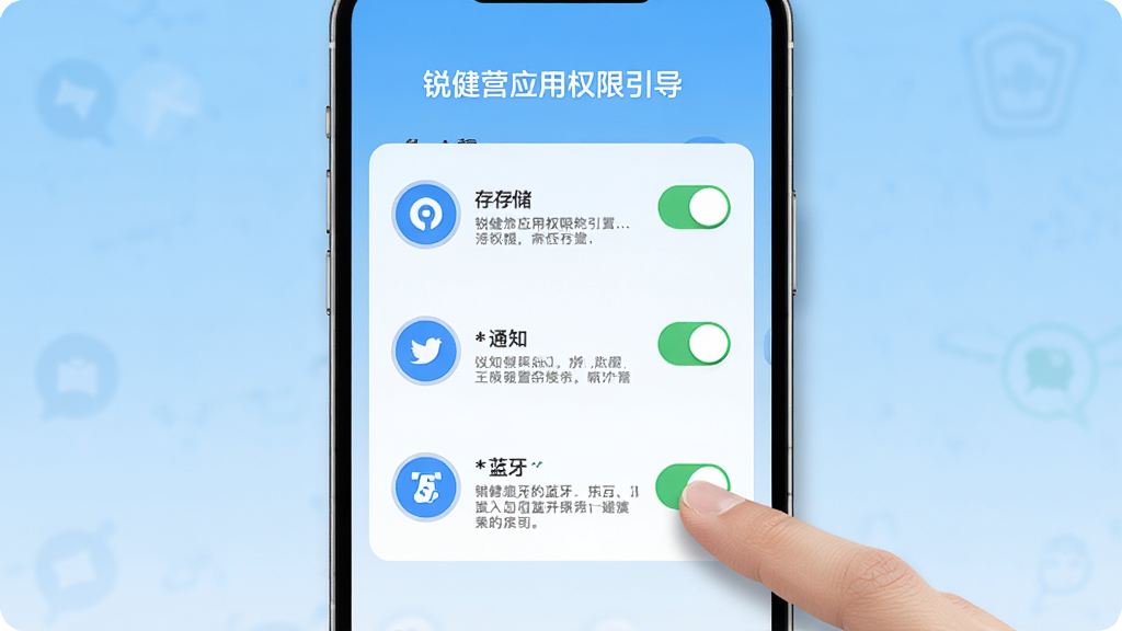 ����Ϊ��ӪӦ��Ȩ����������ҳ�棬��Ļ��ʾ�洢��֪ͨ����������Ȩ�޿��ؼ�˵�����֣�����Ϊ�ֻ�������д������Ϊǳ��ɫ���䣻�Ű�ͻ��Ȩ��ͼ���뿪����ť�����Ϊ�������ҳ�磻ϸ�ڰ�����ָ������ء�Ȩ��˵��С�֣�����Ϊ����ɾ����޶���Ԫ��