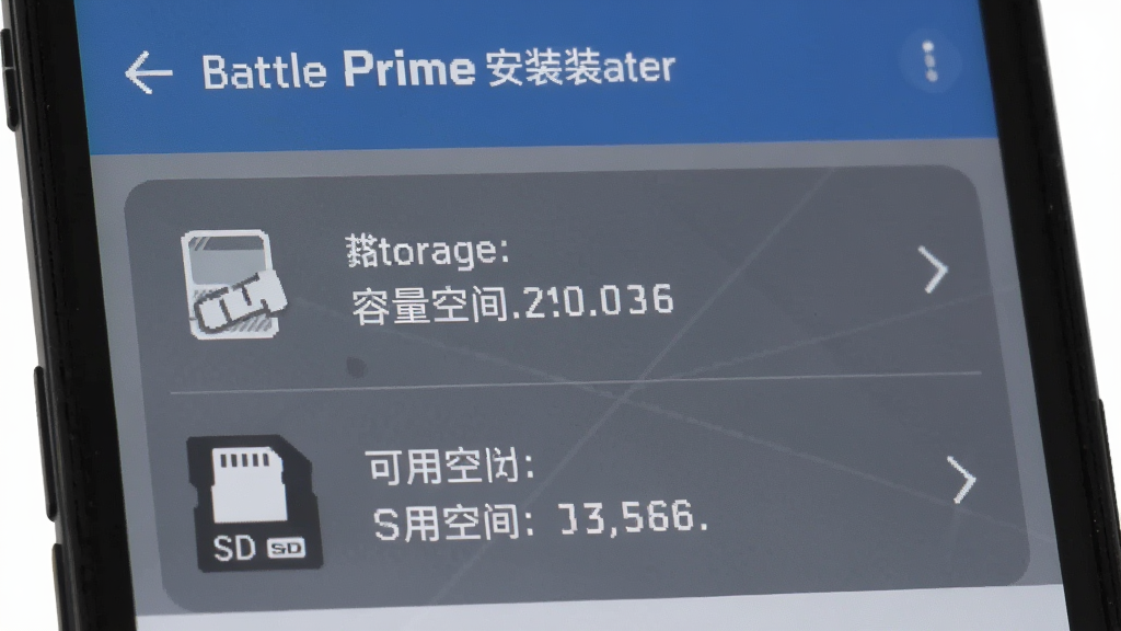 һ��չʾBattle Prime��װ���洢·��ѡ������ͼƬ������Ϊ�ֻ���Ļ��ʾ�洢ѡ����������Ϣ������Ϊ���·������Ű�ֱ�ۣ����Ϊ��������ƣ�ϸ�ڰ����ڲ��洢ͼ�ꡢSD��ͼ�ꡢ���ÿռ���ֵ�����ʸ��壬�ɾ����޶���Ԫ��