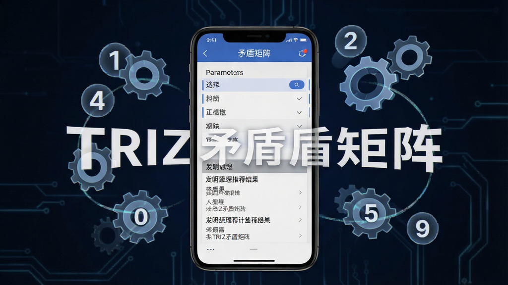 һ��չʾTRIZì�ܾ����ѯ�����ʾ��ͼ�������������ֻ���Ļ��ʾ����ѡ���б��ͷ���ԭ���Ƽ��������Ļ��ΧƯ�������ֱ�źͳ���ͼ�꣬������ִ����Ƽ���ǿ�������������޶���Ԫ�أ�ͼƬ������Ϊ��TRIZì�ܾ���